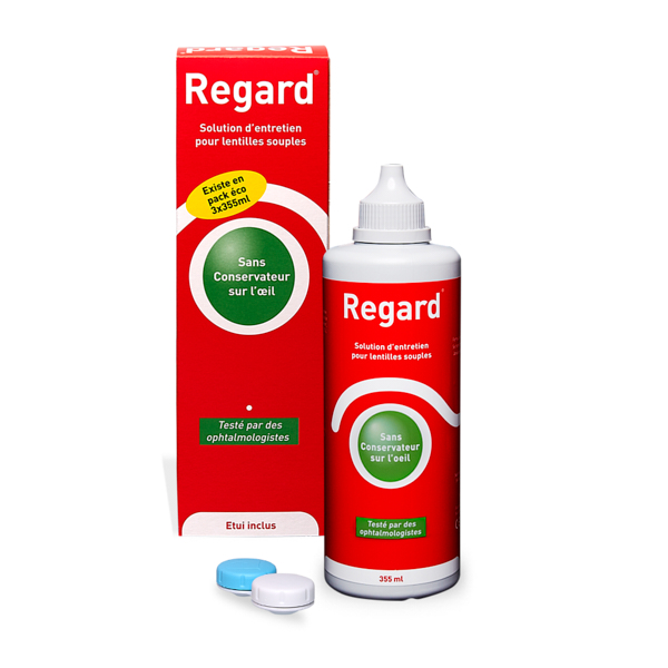 Regard Solution d'entretien pour lentilles souples Regard, 3 flacons de 355  ml + 3 étuis