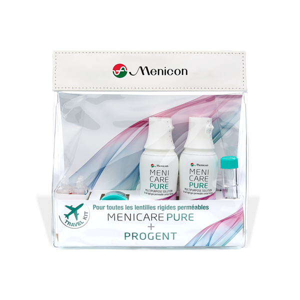 produit lentille Travel Kit Menicare Pure + Progent